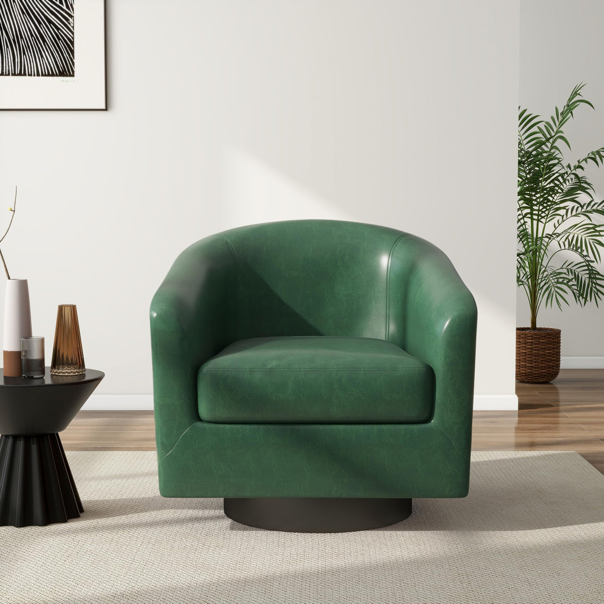 Green Swivel Barrel Accent Chair Set of 2 H490