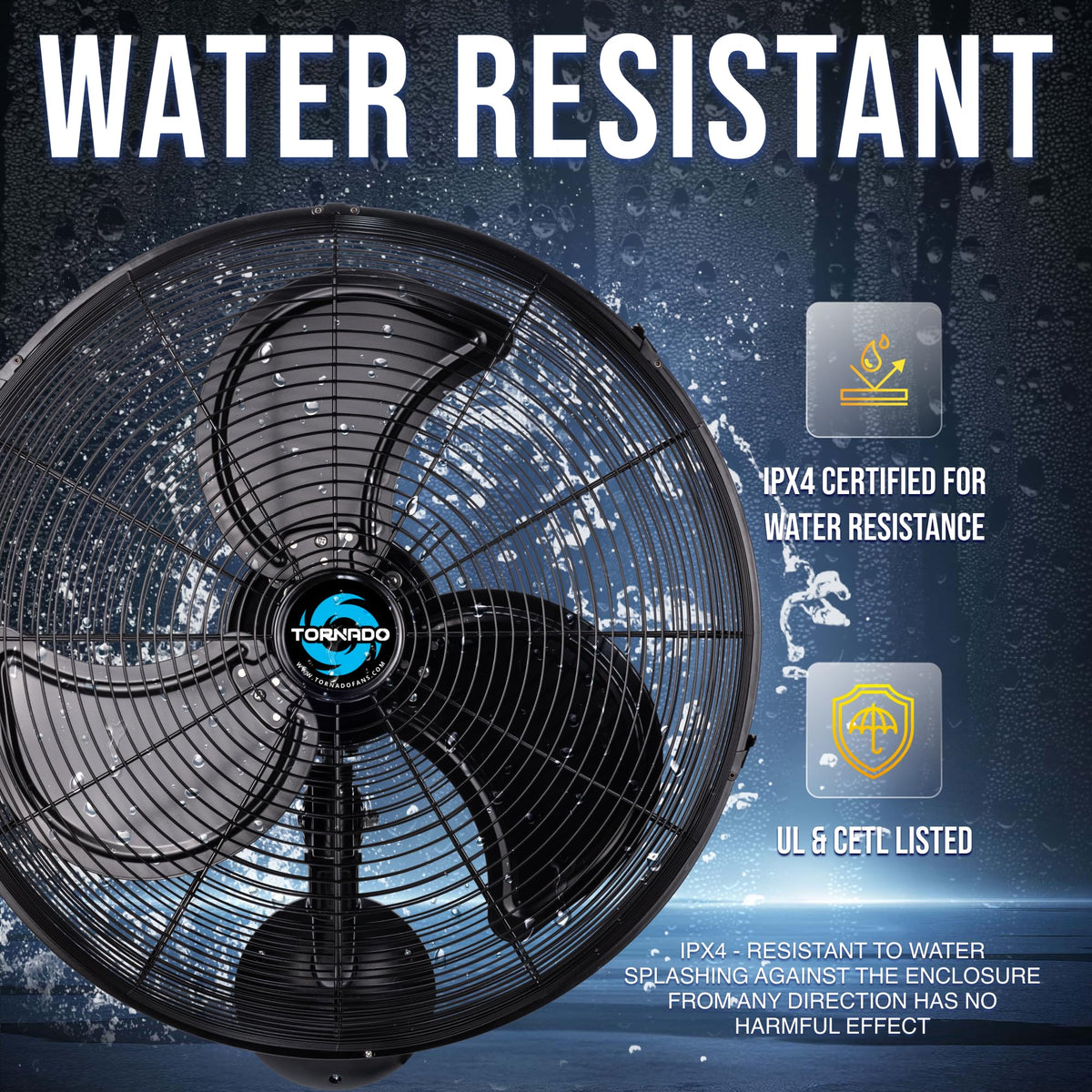 20 Inch Oscillating 3-Speed Waterproof Wall Mount Fan M824