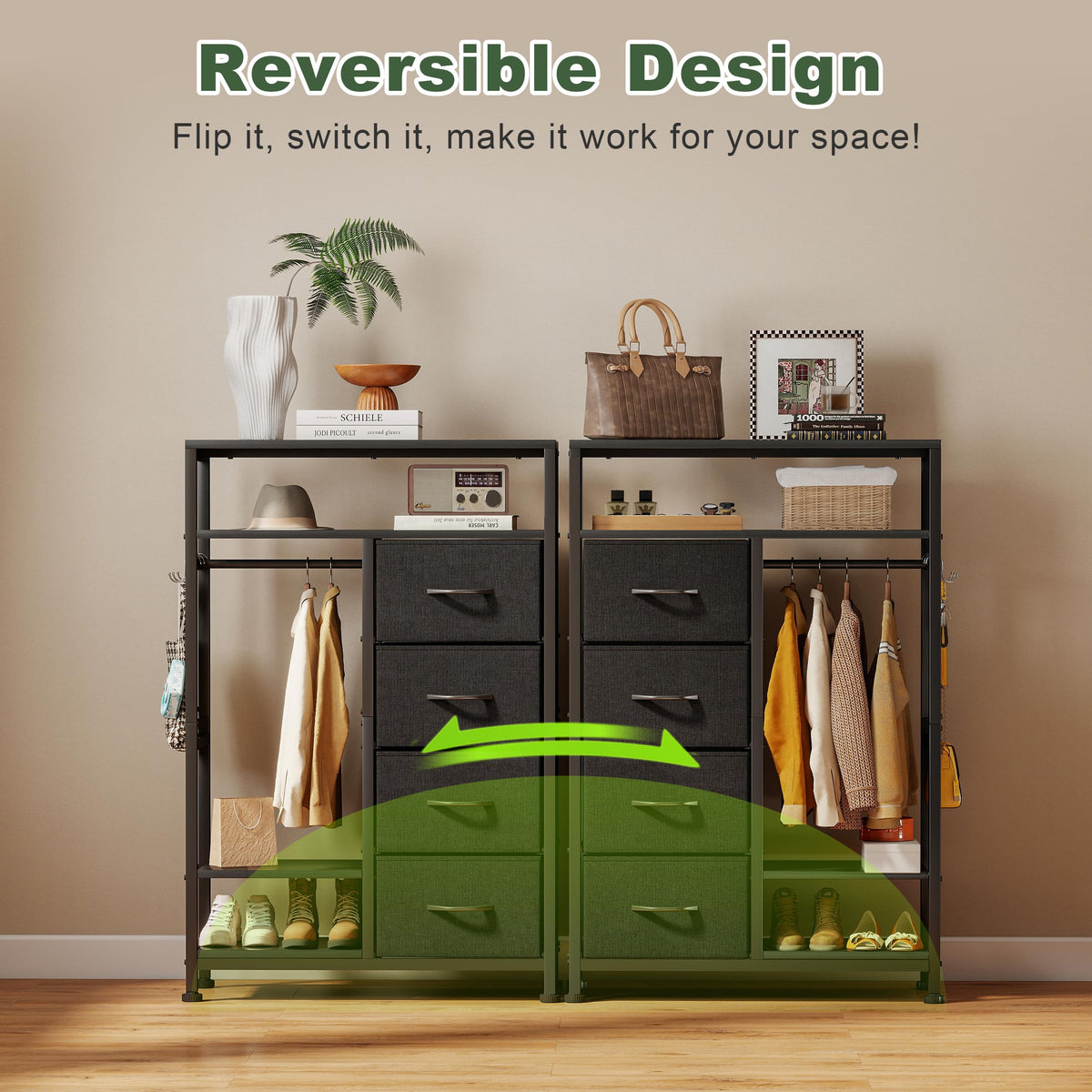 31.5" Dresser with Hanging Rack U9051