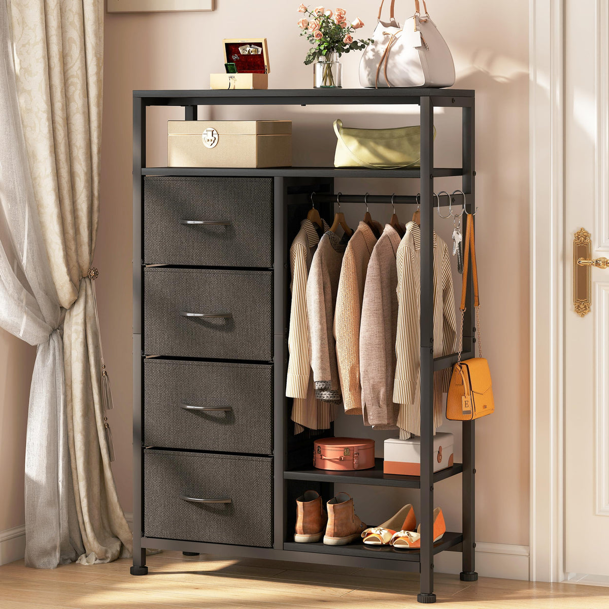31.5" Dresser with Hanging Rack U9051