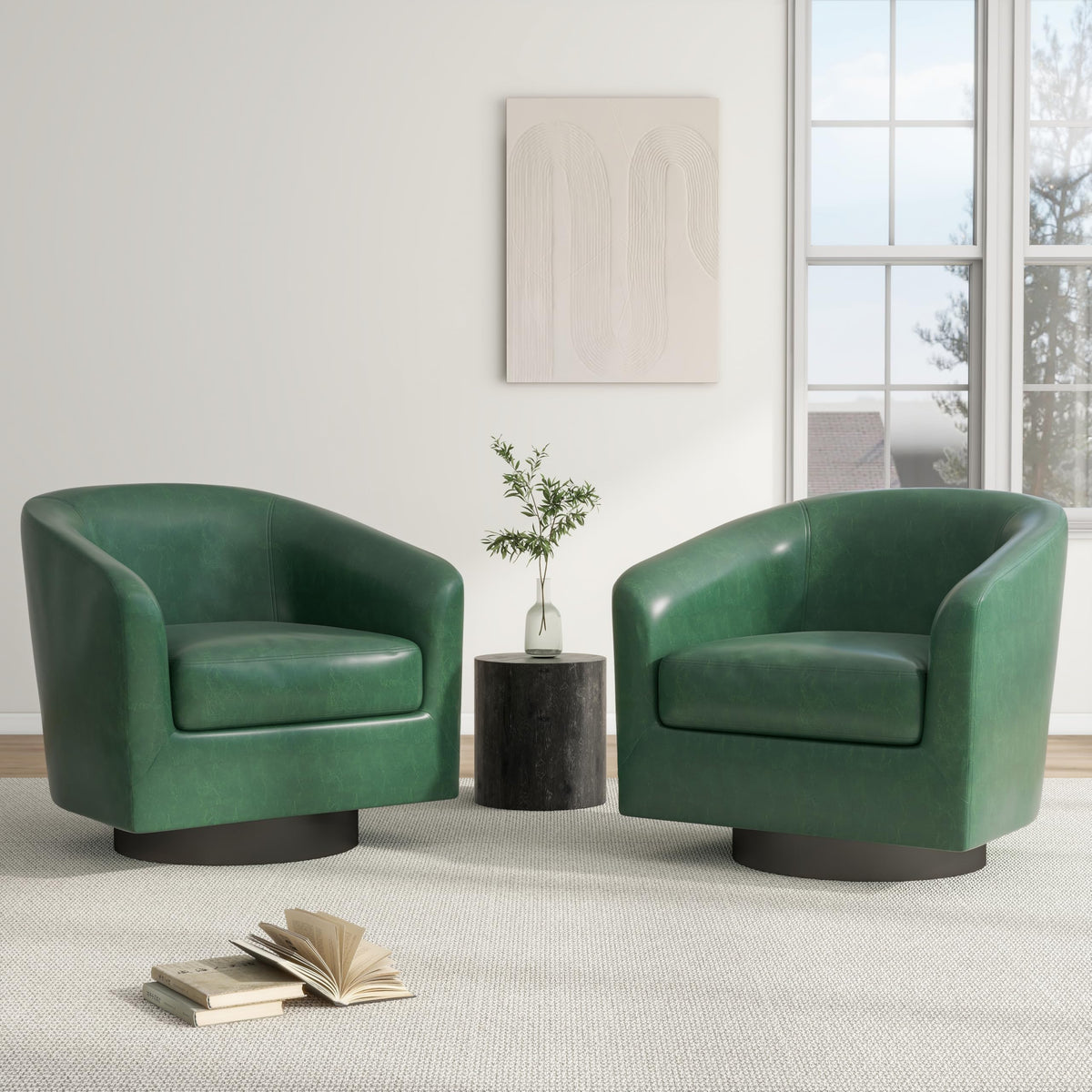 Green Swivel Barrel Accent Chair Set of 2 H490