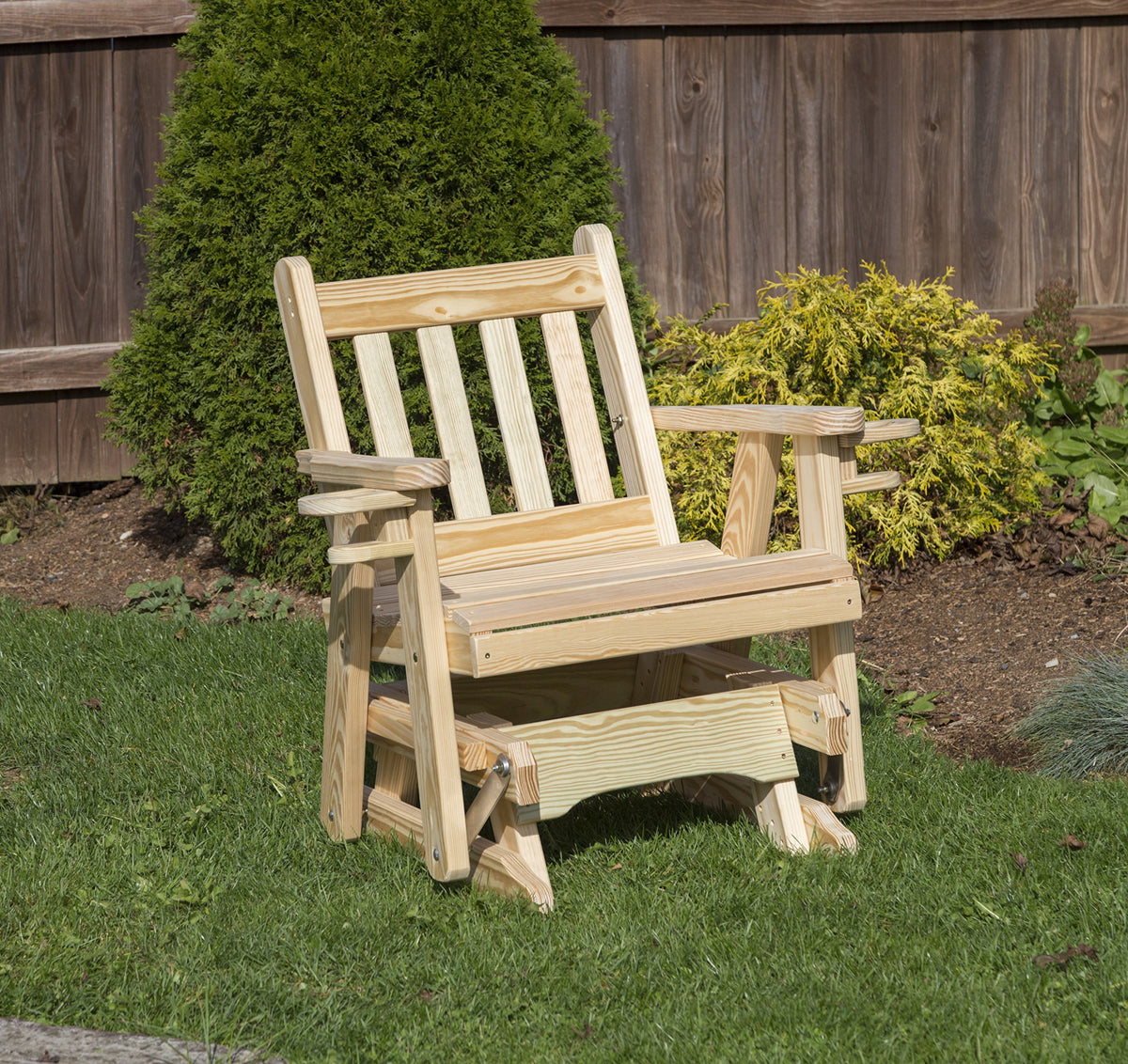 Pressure Treated Outdoor Glider Chair with Cup Holders Z999868